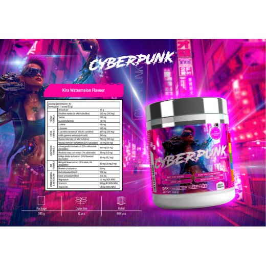 Cyberpunk Gaming Booster 340g Kira Watermelon Flavour MHD 30.11.22