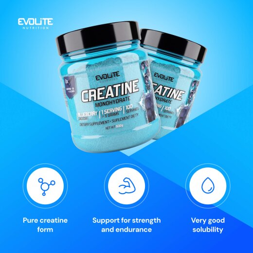 Evolite Nutrition Creatine Monohydrate 500g Blueberry