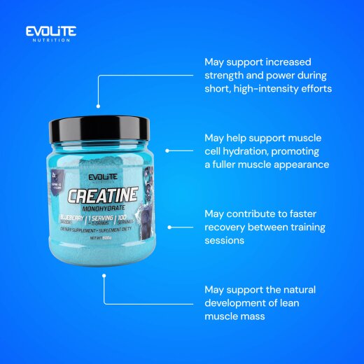 Evolite Nutrition Creatine Monohydrate 500g Blueberry