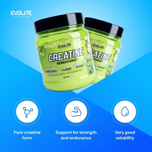 Evolite Nutrition Creatine Monohydrate 500g Green Apple