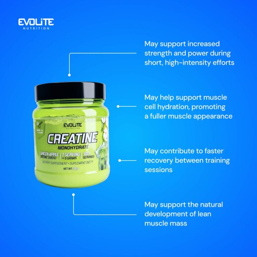 Evolite Nutrition Creatine Monohydrate 500g Green Apple