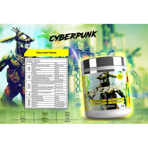 Cyberpunk Gaming Booster 340g Sioux Lemon Flavour MHD 30.11.22