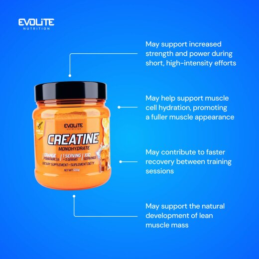 Evolite Nutrition Creatine Monohydrate 500g Orange