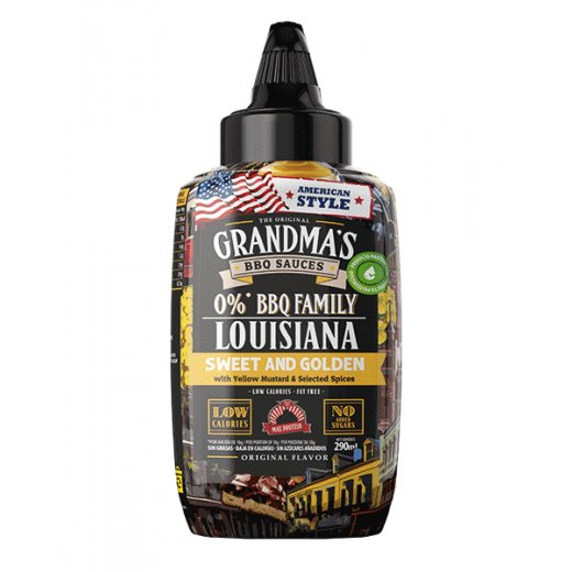 Max Protein Grandmas BBQ Sauces 290ml Louisiana Sweet and Golden with Yellow Mustard & Selected Spices