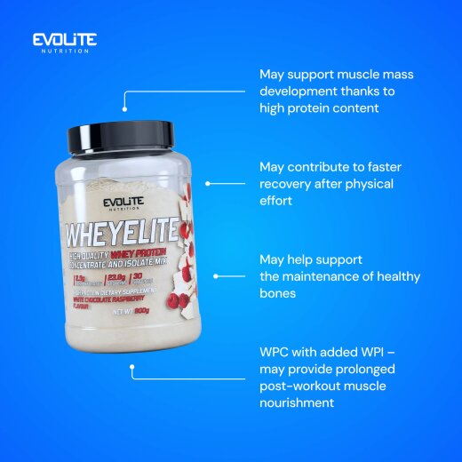 Evolite Nutrition Whey Elite New 900g White Chocolate Raspberry