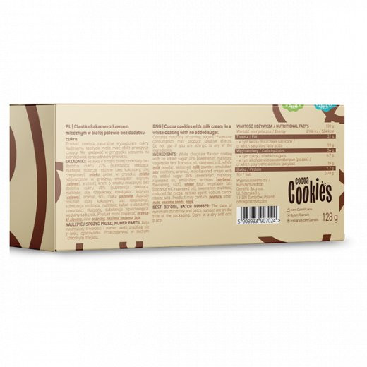 OstroVit Cocoa cookies with milk cream in a white coating 128g