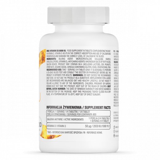 OstroVit Vitamin D3 8000 IU 200tabs
