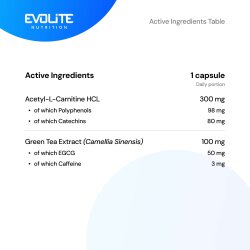Evolite Nutrition Acetyl-L-Carnitine + Green Tea 100 Vege Caps
