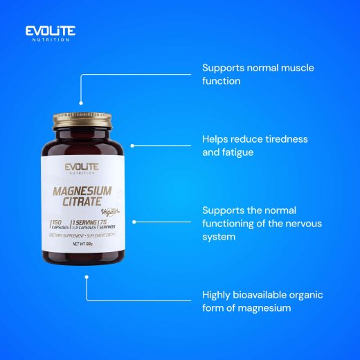 Evolite Nutrition Magnesium Citrate 550mg 150 Vege Caps