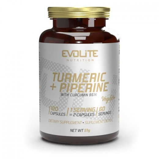 Evolite Nutrition Turmeric + Piperine 120 Vegecaps (Curcumin)