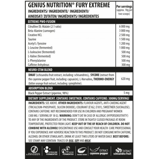 Genius Nutrition Extreme Fury 400g Raspberry Bomb