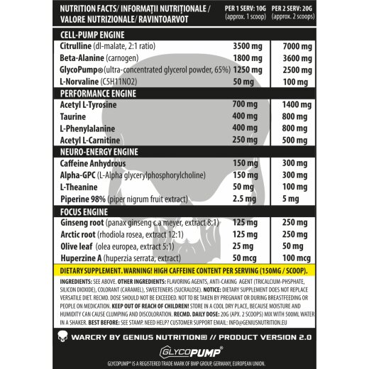 Genius Nutrition Warcry Pre 400g Strawberry Mojito