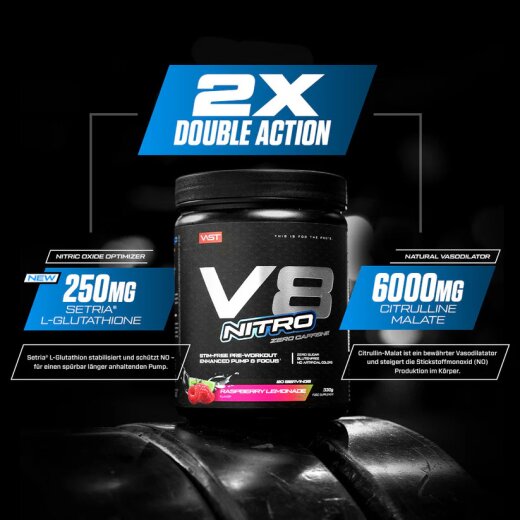 Vast Sports V8 Nitro Zero Caffeine 364g Peach Nectarine