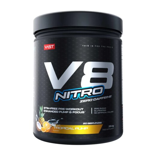 Vast Sports V8 Nitro Zero Caffeine 364g Tropical Pump