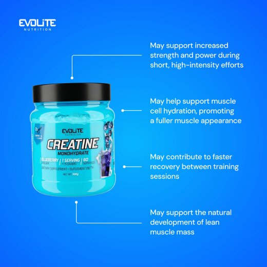Evolite Nutrition Creatine Monohydrate 300g Blueberry
