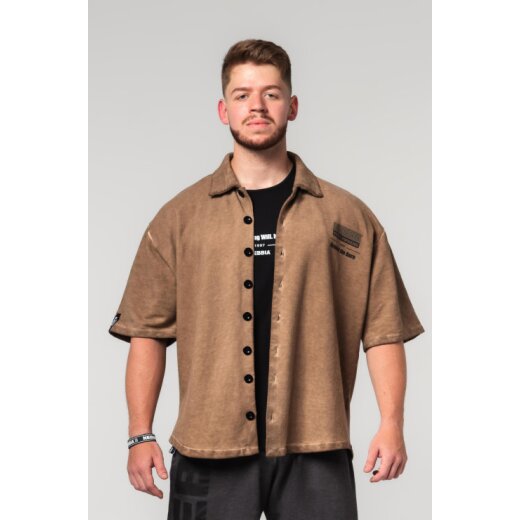 Nebbia Washed-off Oversized T-Shirt 90s THROWBACK 347 Light Brown M