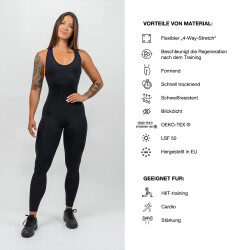 Nebbia Workout-Jumpsuit GYM RAT 201 Black S