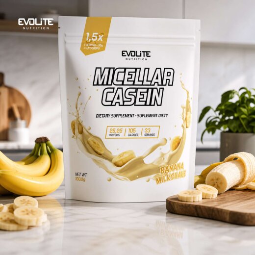 Evolite Nutrition Casein 1kg Banana Milkshake
