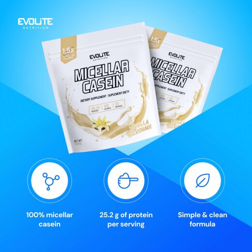 Evolite Nutrition Casein 1kg Vanilla Milkshake