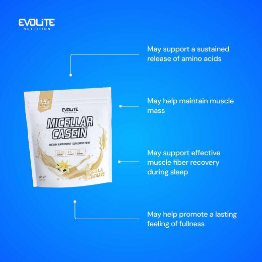 Evolite Nutrition Casein 1kg Vanilla Milkshake