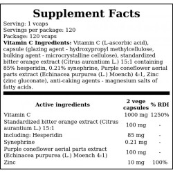 Hiro Lab Vitamin C 1000 mg + Bioflavonoide - 120 vegane Kapseln