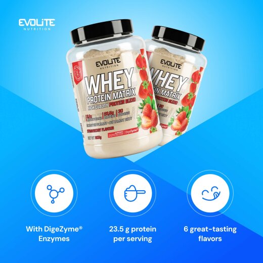 Evolite Nutrition Whey Protein Matrix 900g Strawberry