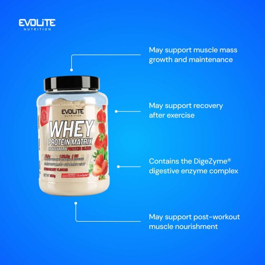 Evolite Nutrition Whey Protein Matrix 900g Strawberry