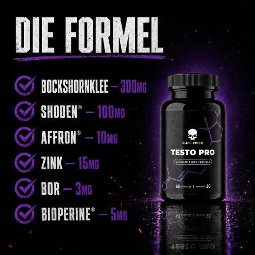 Black Focus Testo Pro Testosteron Booster 60 Kapseln