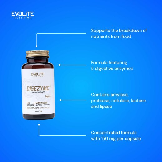 Evolite Nutrition DigeZyme Verdauungsenzyme 150 mg 60 Kapseln
