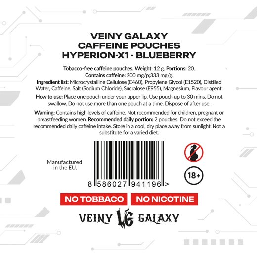 Veiny Galaxy Hyperion-X1 Koffein Pouches 200 mg Blueberry