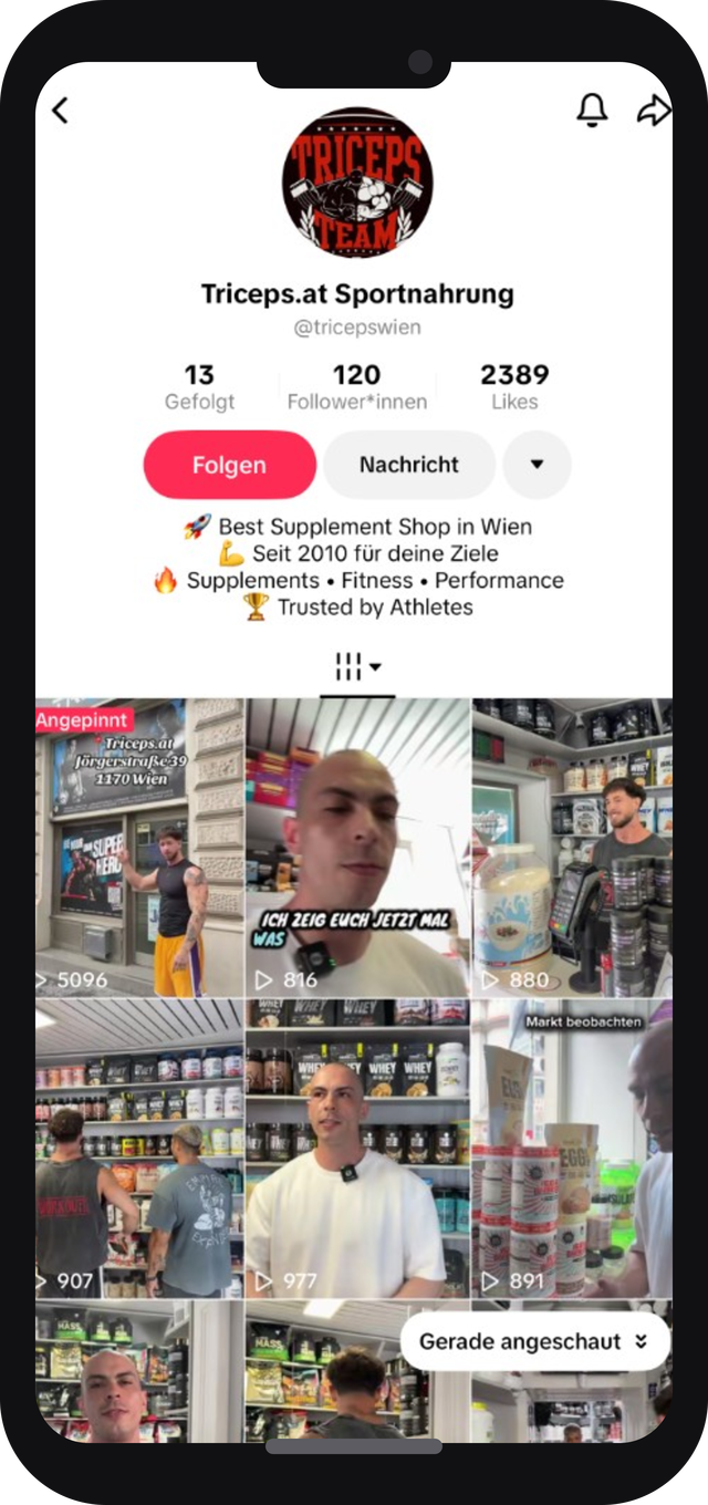 TikTok Profil @tricepswien auf dem iPhone